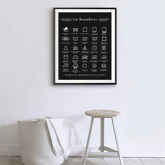 Scandinavian Chic Monochrome Canvas Art for Laundry Room Aesthetics