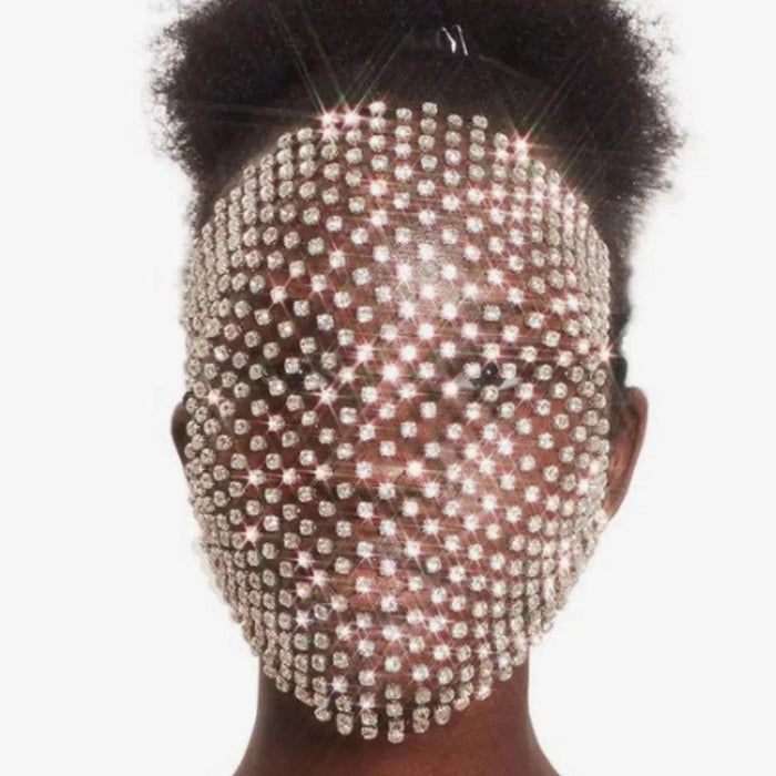 Crystal Elegance Rhinestone Mesh Face Mask by Stonefans