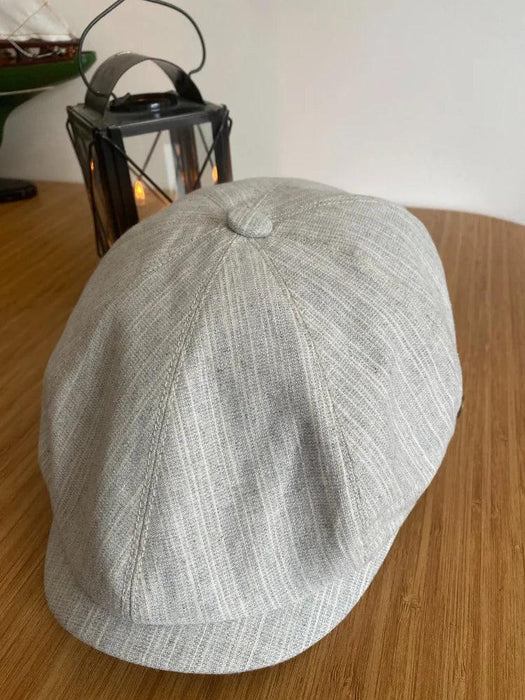 Ivory Linen 8-Panel Vintage Newsboy Cap for Men - Ideal Father's Day Gift