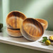 Set of 4 Sustainable Round Bamboo Snack Platters - Elegant Acacia Wooden Bowls for Treats and Nibbles