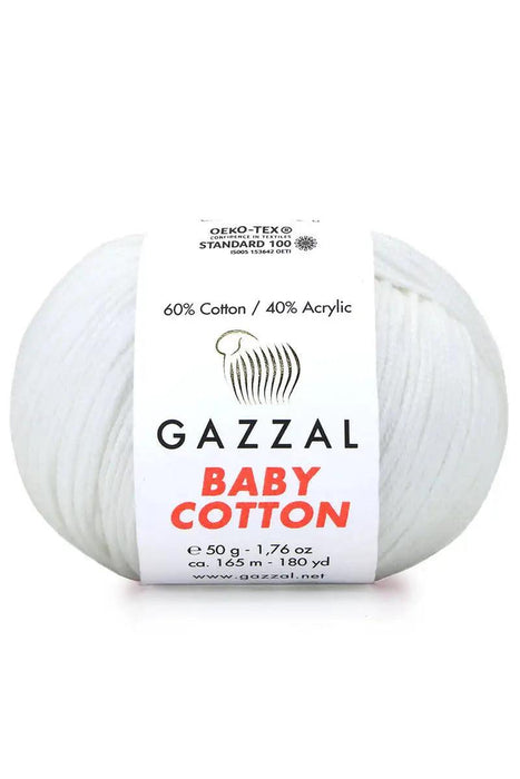 Gazzal Baby Cotton Ball Hand Knitting Yarn - 50g, 165m, Soft Cotton-Acrylic Blend for Creative Crochet & DIY Projects, Turkish Quality