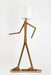 Creative Walnut Corner Floor Lamp with Human Figure Accent