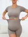 Maternity Activewear Set: Seamless Short Sleeve Yoga Top and Shorts for Expecting Mothers - Comfortable Gym Outfit