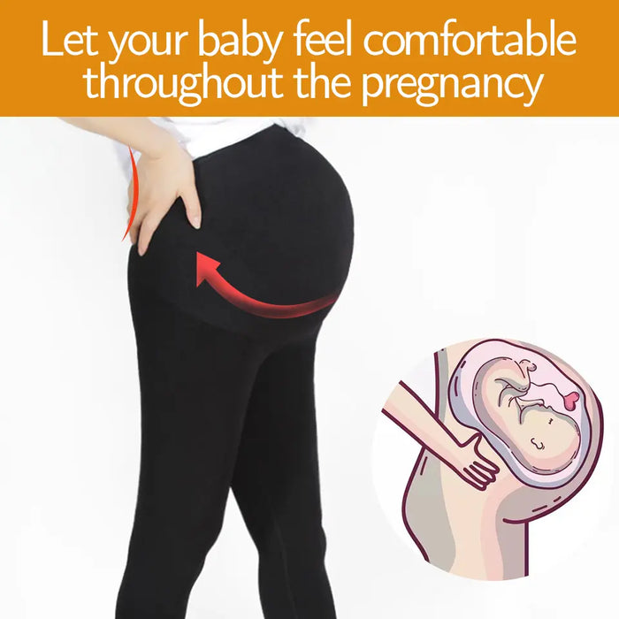 High Support High Waist Maternity Leggings for Pregnant Women - Comfort Fit Knitted Trousers with Belly Support