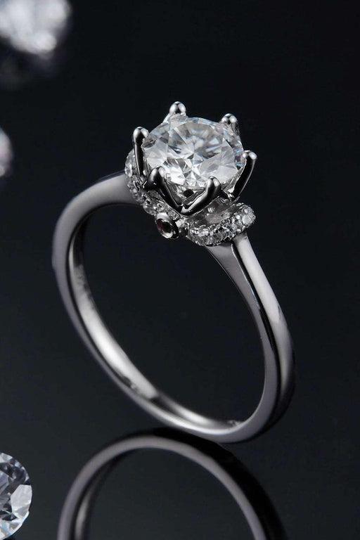 Platinum-Plated Sterling Silver Lab Diamond Ring Set with Lab-Grown Diamond Glow - Luxe Collection