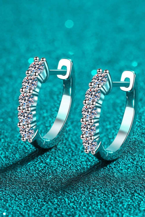 Radiant Sterling Silver Hoop Earrings with Lab-Diamonds and Rhodium Finish