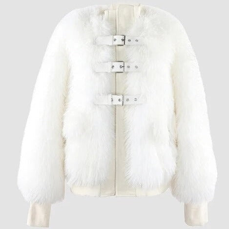 Faux Fox Fur Fluffy Jacket - Women's Elegant Winter Coat
