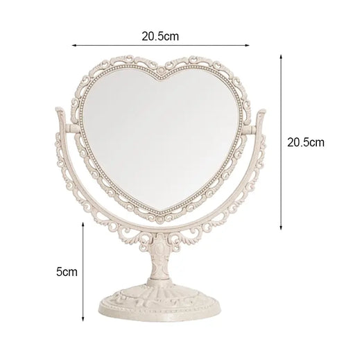 Vintage Nordic Heart-Shaped Acrylic Double-Sided Rotatable Makeup Mirror