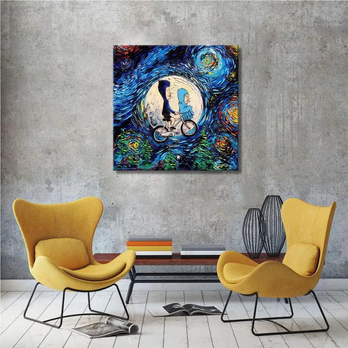 Vibrant Beavis and Butthead Palette Knife Oil Painting for Nostalgic Wall Decor