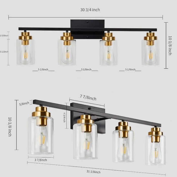 Stylish 4-Light Vanity Lights Fixture with Modern Industrial Charm