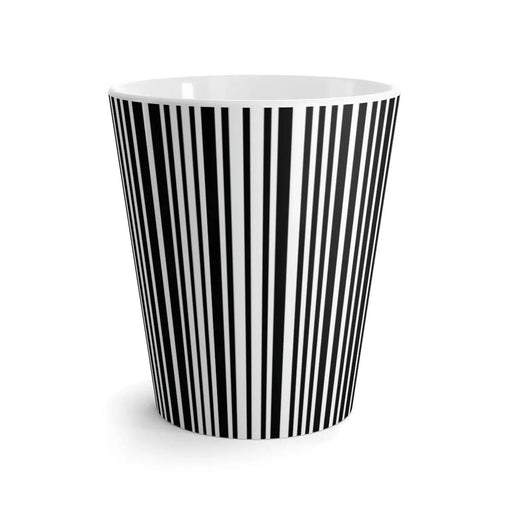 Chic Monochrome Latte Cup with Contemporary Stripes