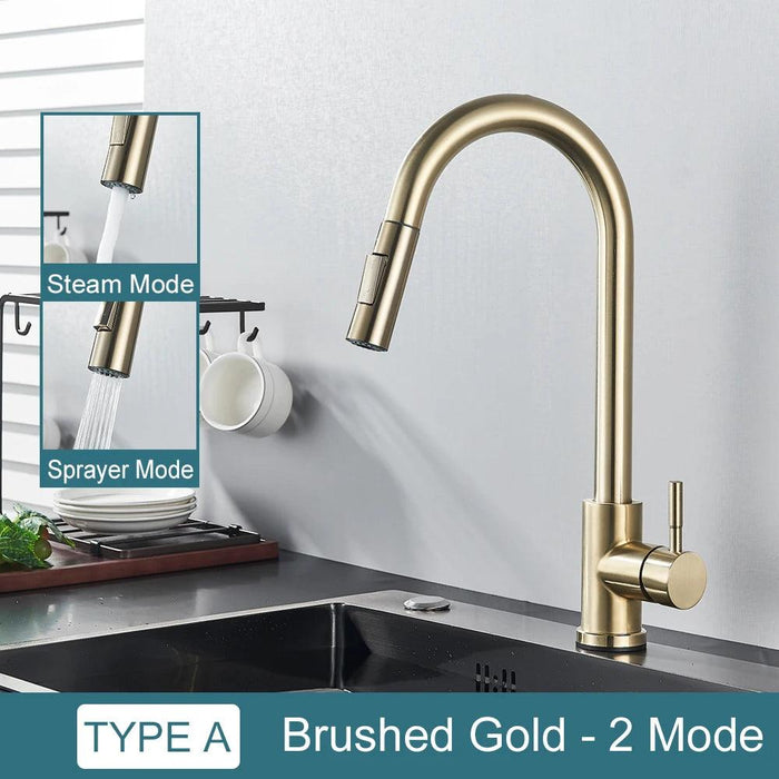 Modern Touchless Black Stainless Steel Kitchen Faucet with Dual Spray Options