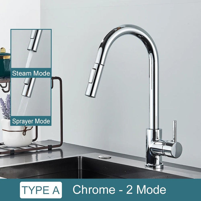 Modern Touchless Black Stainless Steel Kitchen Faucet with Dual Spray Options