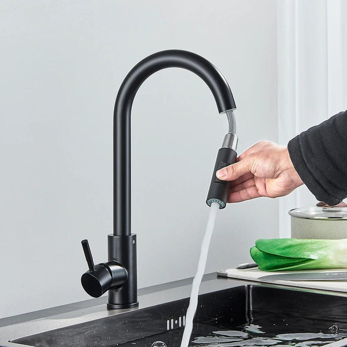 Modern Touchless Black Stainless Steel Kitchen Faucet with Dual Spray Options