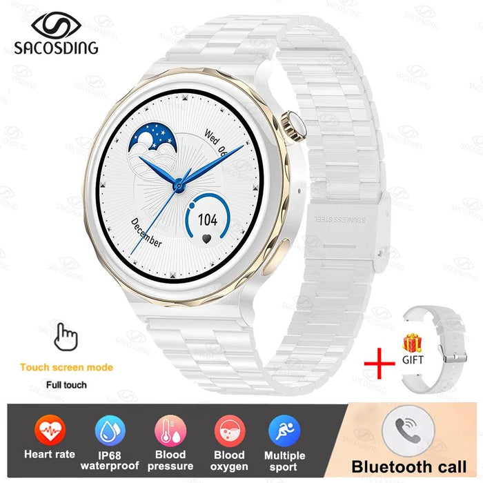 Chic Bluetooth Smartwatch for Women's Wellness with Tailored Features