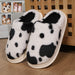 Adorable Cow Print Plush Slippers for Couples - Cozy Non-Slip Fuzzy House Shoes for Winter