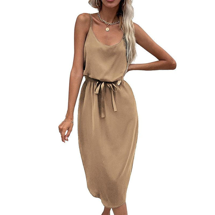 Chic Split Suspender Midi Dress - Essential Addition to Women's Fashion Collection