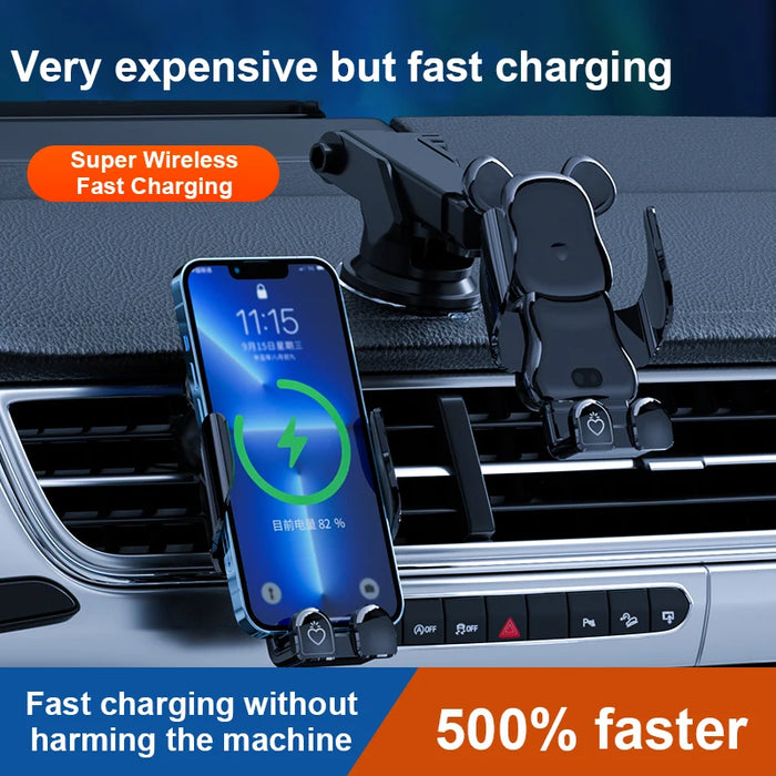 Innovative 15W Wireless Fast Charging Car Phone Mount - Mobile Device Holder for Auto Accessories