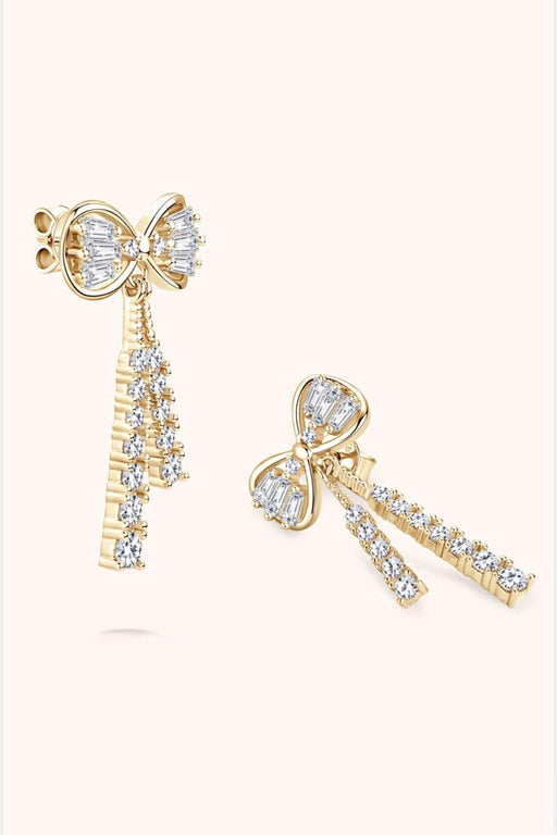 Sophisticated 1.12 Carat Lab-Grown Diamond Bow Earrings with Sterling Silver and Platinum or 18K Gold Finishes