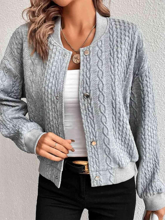 Chic Cable-Knit Snap Front Cardigan - Essential Winter Layer