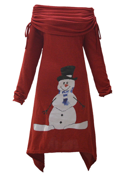 Snowflake Sparkle Drawstring Dress - Women's Holiday Style