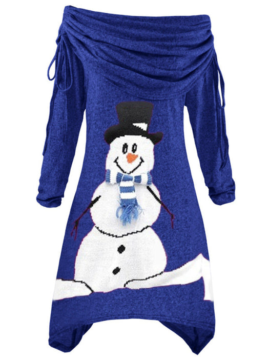 Snowflake Sparkle Drawstring Dress - Women's Holiday Style