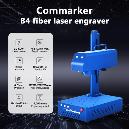 20W Fiber Laser Engraver with Rotary Axis - Precision Marking for Metals, Jewelry, Plastics, and Leather