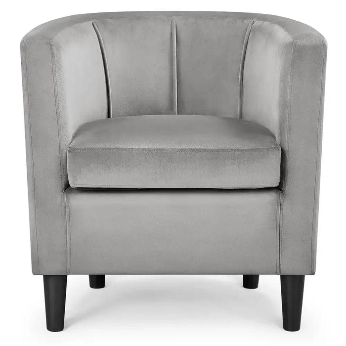 Beige Velvet Barrel Accent Armchair - Elegant Home Furnishing Piece