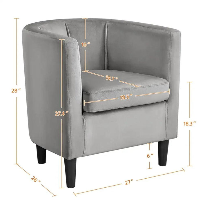 Beige Velvet Barrel Accent Armchair - Elegant Home Furnishing Piece