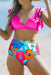 Floral Print Ruffled High-Waisted Bikini Set