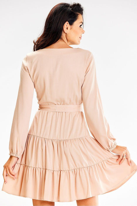 Ruffled Bell Sleeve Elastic Waist Midi Dress