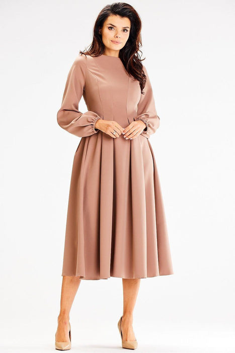 Sophisticated Boat Neck Blouson Midi Dress