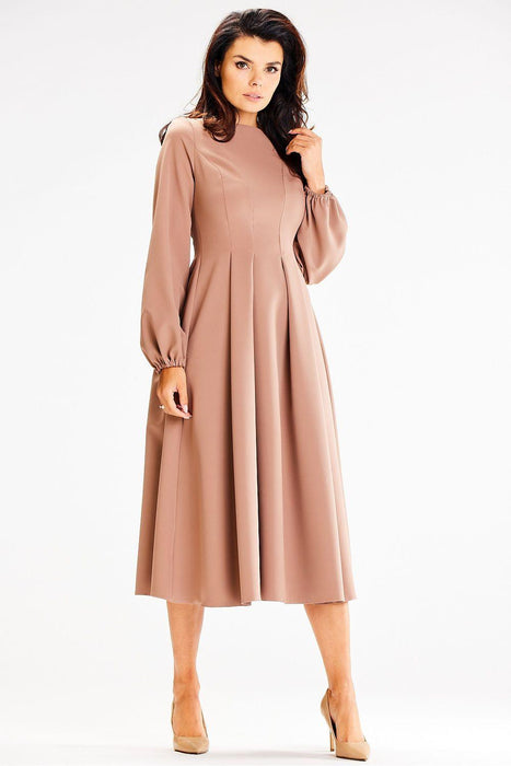 Sophisticated Boat Neck Blouson Midi Dress