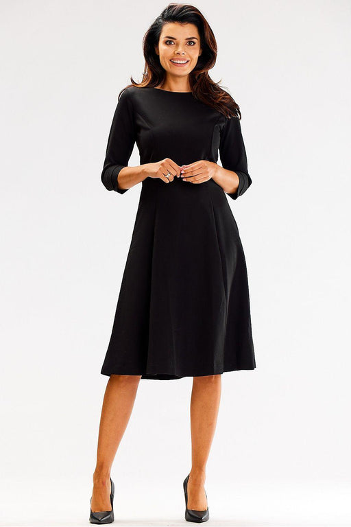 Chic Blush and Black Day Dress for Effortless Style and Comfort