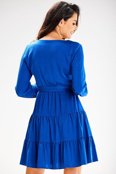 Ruffled Bell Sleeve Elastic Waist Midi Dress