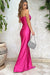 Elegant One-Shoulder Satin Evening Gown with Slit Detail