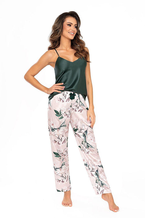 Elegant Satin Pajama Set - Floral Elegance