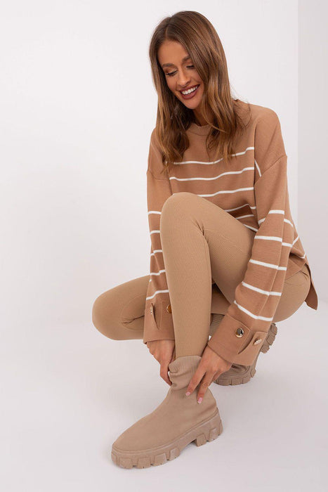 Chic Striped Button-Up Sweater for Effortless Elegance