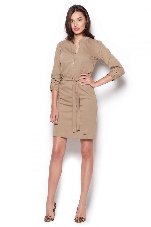 Versatile Snap Closure Daydress with Trendy Rolled Sleeves - Stylish Comfort for Every Occasion