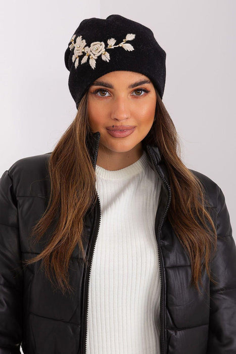 Winter Chic Knit Beanie with Decorative Applique