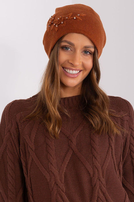 Winter Chic Knit Beanie with Decorative Applique