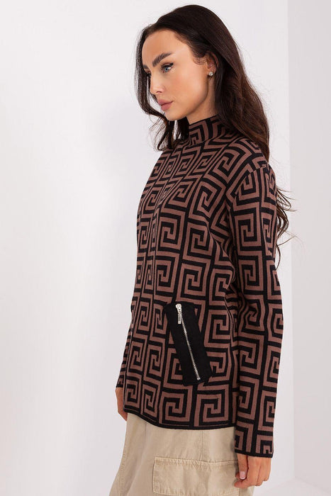 Trendy Geometric Patterned Women's Pullover Sweater