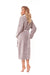 Elegant Women's Knit Bathrobe with Decorative Pockets and Embroidery