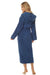 Cozy Hooded Navy Blue Cotton Bathrobe with Pockets and Waist Tie for Maximum Comfort