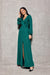 Glamorous Brocade Maxi Dress with Stylish Waist Belt and Eye-Catching Leg Cutout - Ideal for Elegant Events