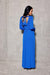 Glamorous Brocade Maxi Dress with Stylish Waist Belt and Eye-Catching Leg Cutout - Ideal for Elegant Events