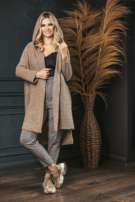 Trendy Oversized Hooded Knit Cardigan