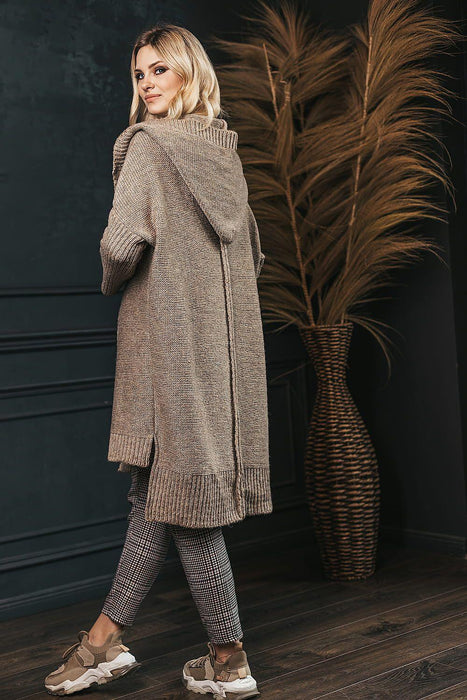 Trendy Oversized Hooded Knit Cardigan