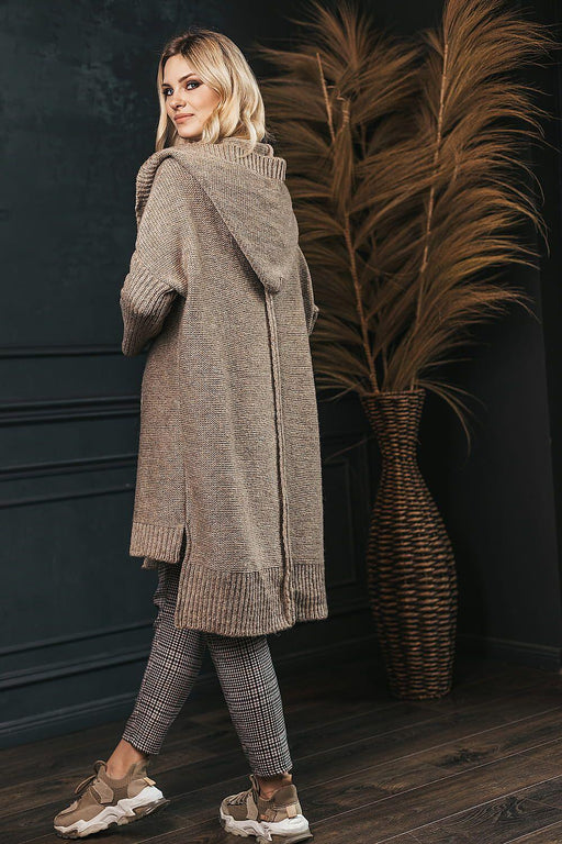 Trendy Oversized Hooded Knit Cardigan