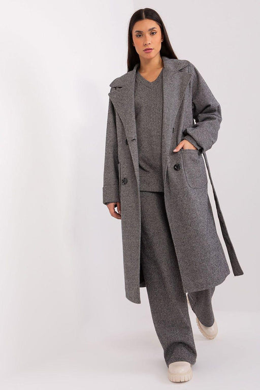 Elegant Over-the-Knee Cotton Coat with Chic Pepite Design